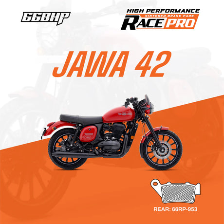 66BHP Race Pro Sintered Rear Brake Pad 66RP-953 for Jawa 42 high performance motorcycle braking upgrade