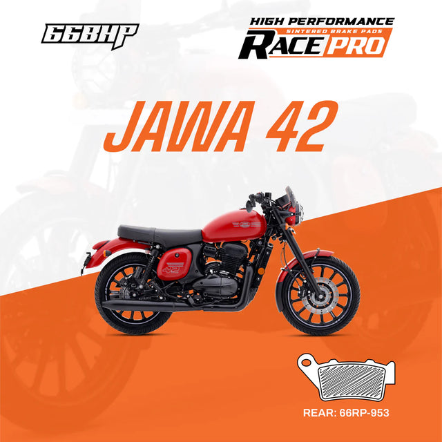 66BHP Race Pro Sintered Rear Brake Pad 66RP-953 for Jawa 42 high performance motorcycle braking upgrade