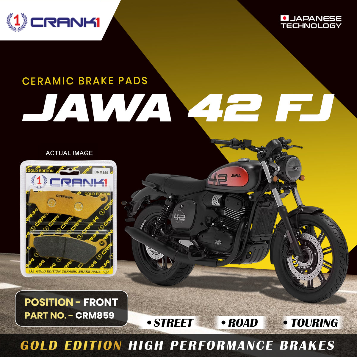 CRANK1 CRM859 ceramic front brake pads for Jawa 42 FJ