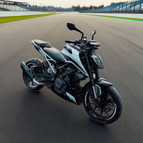Barrel Rogue black stainless steel slip-on exhaust with link pipe for KTM Duke 390 RC 390 Adventure 390 and Duke 250