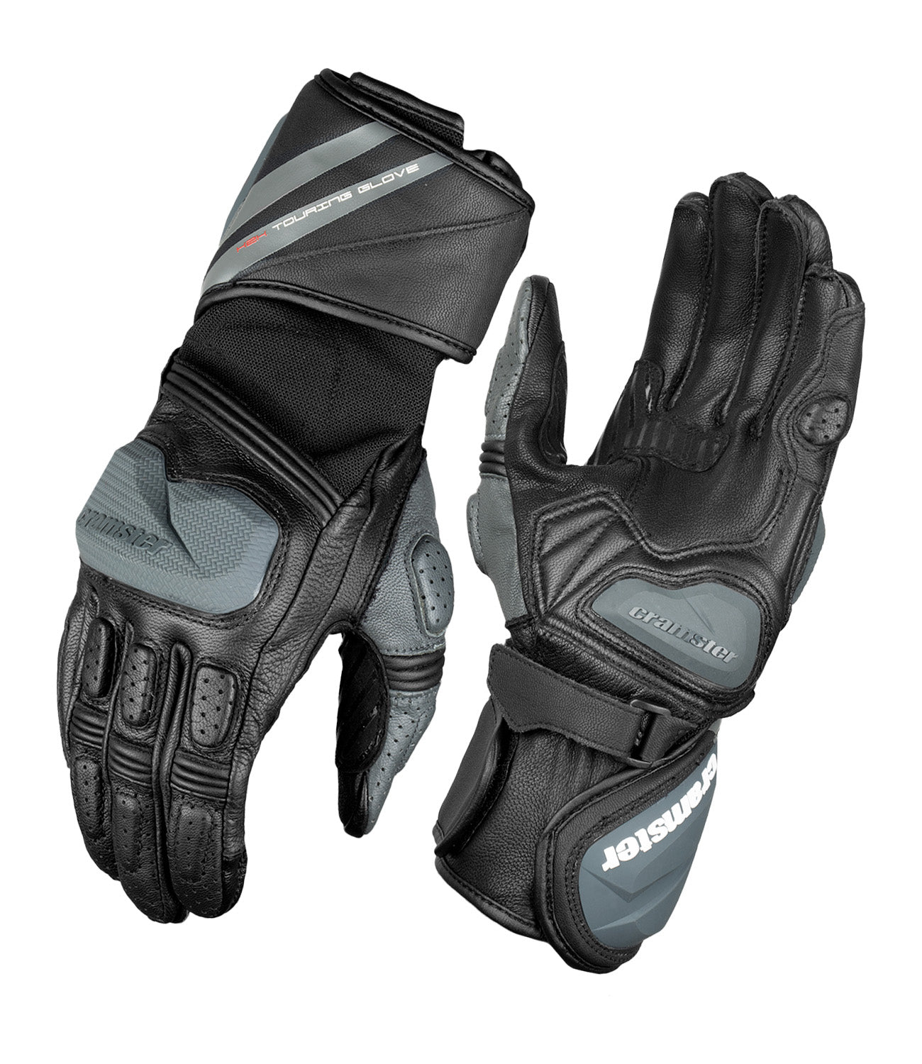 CRAMSTER K2K leather riding gloves black grey