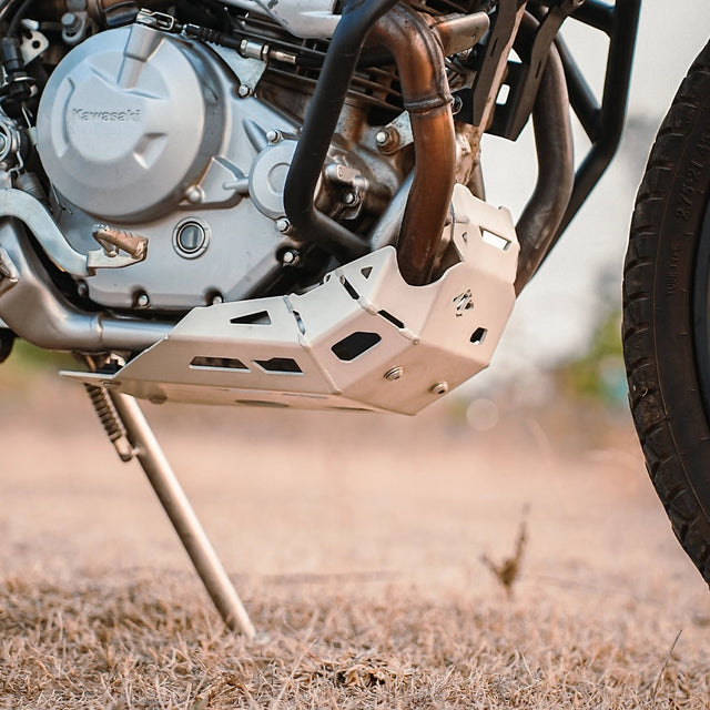 Kawasaki KLX 230 Vambrace Bash Plate Silver CBU Version heavy-duty mild steel skid plate for engine and chassis protection
