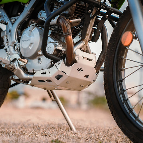 Kawasaki KLX 230 Vambrace Bash Plate Silver CBU Version heavy-duty mild steel skid plate for engine and chassis protection