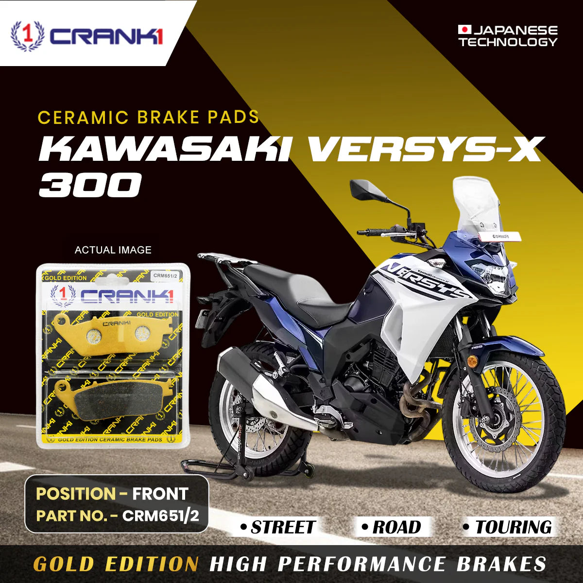 CRANK1 ceramic front brake pads for Kawasaki Versys-X 300 motorcycle