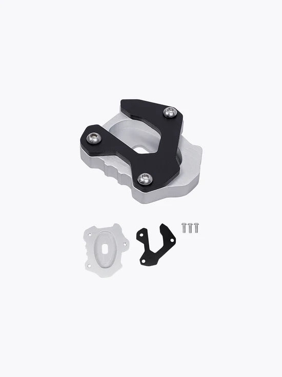 Legundary Custom Brogue Side Stand Base for Kawasaki Versys 650 Black Silver Stainless Steel Mild Steel Stand Enlarger Plate
