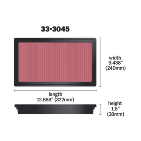 K&N 33-3045 High Flow Washable Air Filter for Toyota Hilux Fortuner Innova Crysta Diesel