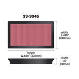 K&N 33-3045 High Flow Washable Air Filter for Toyota Hilux Fortuner Innova Crysta Diesel