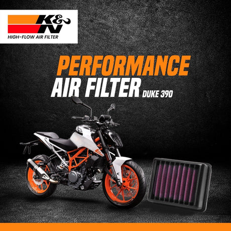 K&N high performance air filter installed on KTM Duke 390 engine up to 2016
