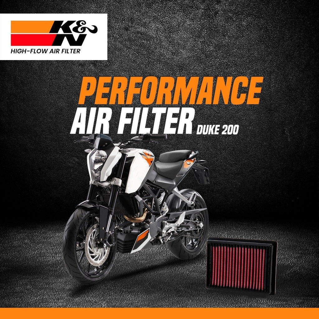 K&N high performance air filter for KTM Duke 200 BS6 reusable washable bike filter