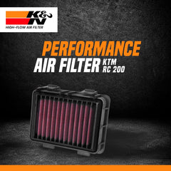 K&N high flow air filter for KTM Duke 200 BS6 installed view