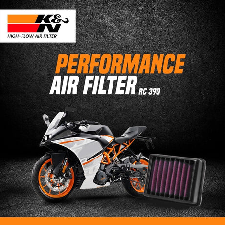 K&N KT-1217 high flow air filter for KTM Duke 390 BS6 performance motorcycle engine upgrade washable reusable filter