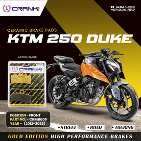 CRANK1 Ceramic Front Brake Pads CRM8609 for KTM 250 Duke 2012-2023 HH Rated