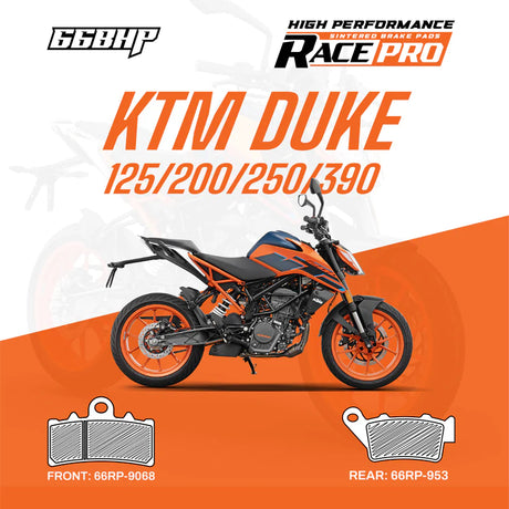 66BHP Race Pro Sintered Brake Pads for KTM Duke and RC 125 200 250 390 Front 66RP-9068 Rear 66RP-953
