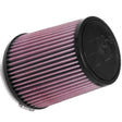 K&N RU-4550 High-Flow Original Universal Air Filter 4 Inch Reusable Washable Performance Engine Intake Filter Red