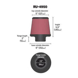 K&N RU-4950 High-Flow Original Universal Air Filter 2.5 Inch Reusable Washable Performance Engine Intake Filter Red