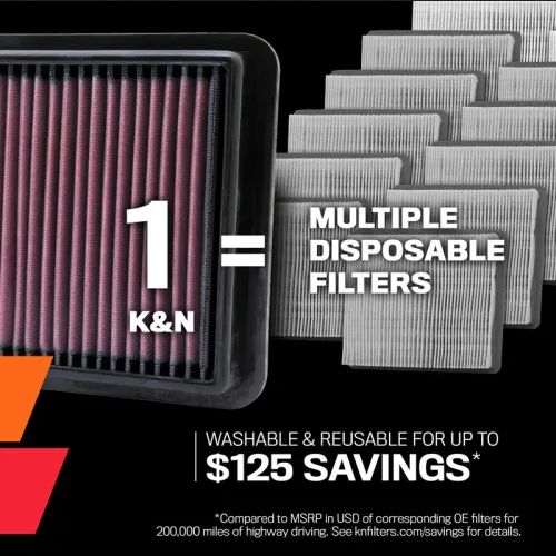 K&N 33-3111 High Flow Washable Engine Air Filter for Volkswagen Golf Audi A3 Skoda Octavia Seat Leon