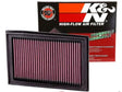 K&N KA-2508 air filter installed in Kawasaki Ninja 250/300  engine bay