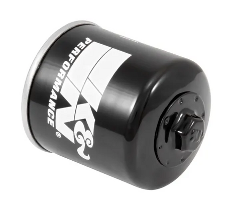 K&N KN-204-1 high-performance spin-on oil filter with 17mm Wrench-Off® hex nut and M20 x 1.5 thread for motorcycles and powersports vehicles