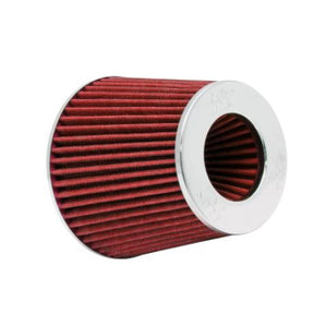 K&N RG-1001RD red universal clamp-on round tapered high-flow air filter performance cotton gauze intake filter chrome top