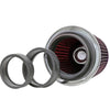 K&N RG-1001RD red universal clamp-on round tapered high-flow air filter performance cotton gauze intake filter chrome top