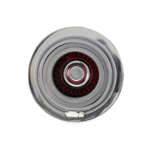 K&N RG-1001RD red universal clamp-on round tapered high-flow air filter performance cotton gauze intake filter chrome top