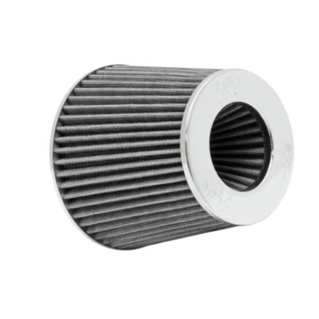 K&N RG-1001WT white universal clamp-on round tapered high-flow air filter performance cotton gauze intake filter chrome top