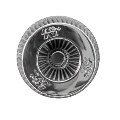K&N RG-1001WT white universal clamp-on round tapered high-flow air filter performance cotton gauze intake filter chrome top