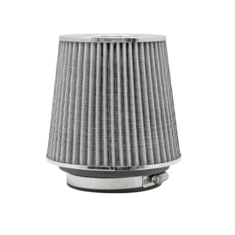 K&N RG-1001WT white universal clamp-on round tapered high-flow air filter performance cotton gauze intake filter chrome top