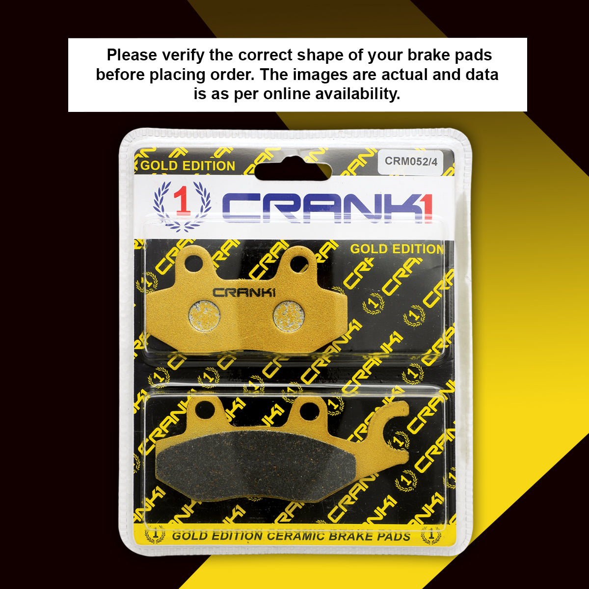 CRANK1 Ceramic Front Brake Pads CRM052/4 for Kawasaki Ninja 250R HH Rated Sport Motorcycle Brake Pads