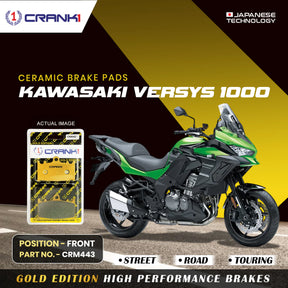 CRANK1 Ceramic Front Brake Pads CRM443 for Kawasaki Versys 1000 HH Rated Motorcycle Brake Pads 2 Sets