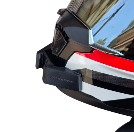 Korda Sonic helmet chin mount installed for GoPro POV riding footage