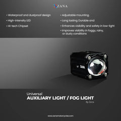 ZANA Fog Light ZFL-20 Universal LED Motorcycle Fog Lights with Dual Colour Beam, CNC Aluminium Body and IP68 Waterproof Design | Legendary Custom