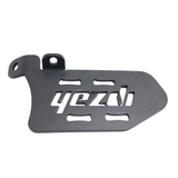 MotoCare left foot rest installed on Yezdi Adventure motorcycle improving rider comfort and ergonomic riding position