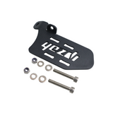 MotoCare left foot rest installed on Yezdi Adventure motorcycle improving rider comfort and ergonomic riding position