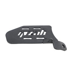 MotoCare left foot rest installed on Yezdi Adventure motorcycle improving rider comfort and ergonomic riding position