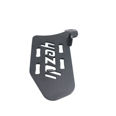 MotoCare left foot rest installed on Yezdi Adventure motorcycle improving rider comfort and ergonomic riding position