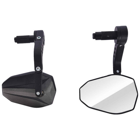 LGP pentagon bar end mirrors installed on motorcycle handlebar