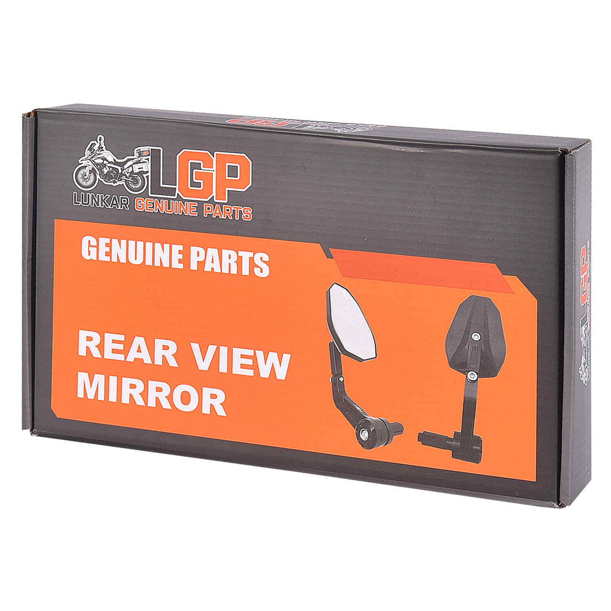 LGP pentagon bar end mirrors installed on motorcycle handlebar