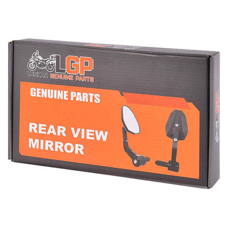 LGP pentagon bar end mirrors installed on motorcycle handlebar