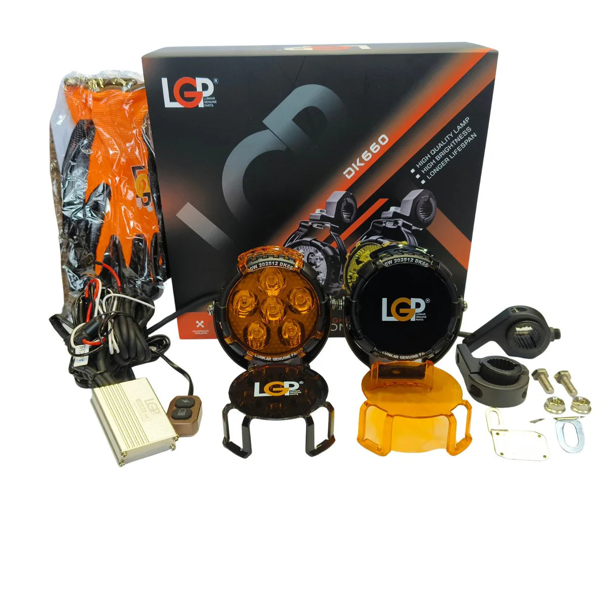 LGP DK660 90W high power dual color yellow white waterproof motorcycle spotlight