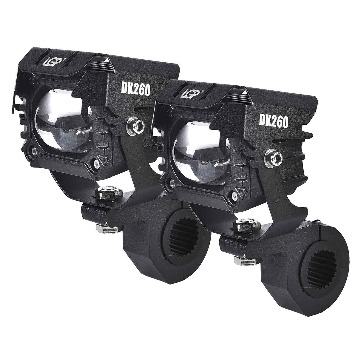 LGP DK260 60W fog lamp installed on motorcycle crash guard