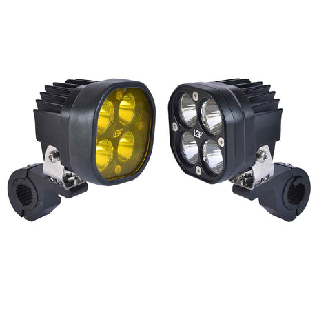 LGP DK40 LED fog lamp installed on motorcycle front guard
