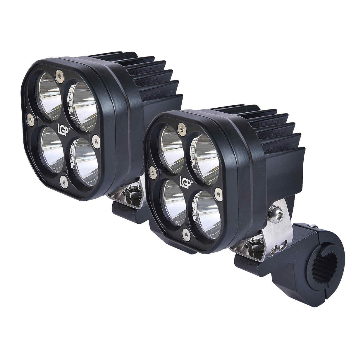 LGP DK40 LED fog lamp installed on motorcycle front guard