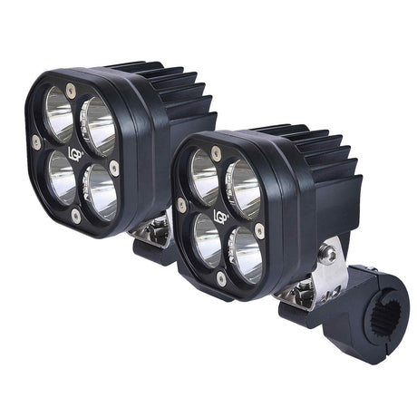 LGP DK40 LED fog lamp installed on motorcycle front guard