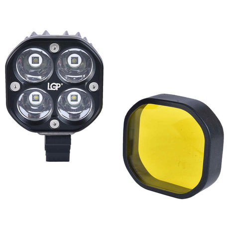 LGP DK40 LED fog lamp installed on motorcycle front guard