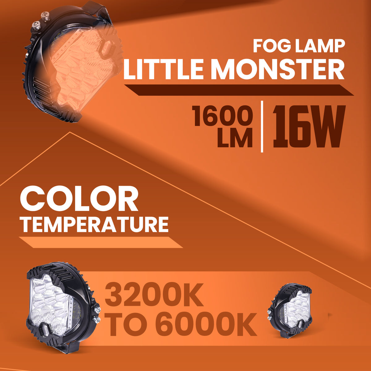 LGP Little Monster LED fog lamp installed on motorcycle