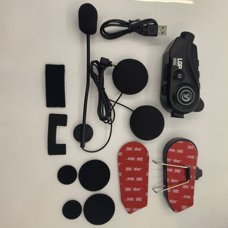 LGP G10 Bluetooth helmet headset with 2K action camera mounted on helmet