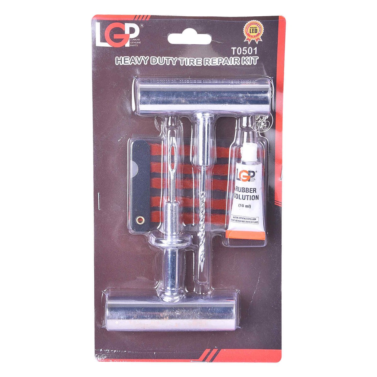 LGP T0501 tubeless tyre repair kit with T-handle reamer and plug insertion tool
