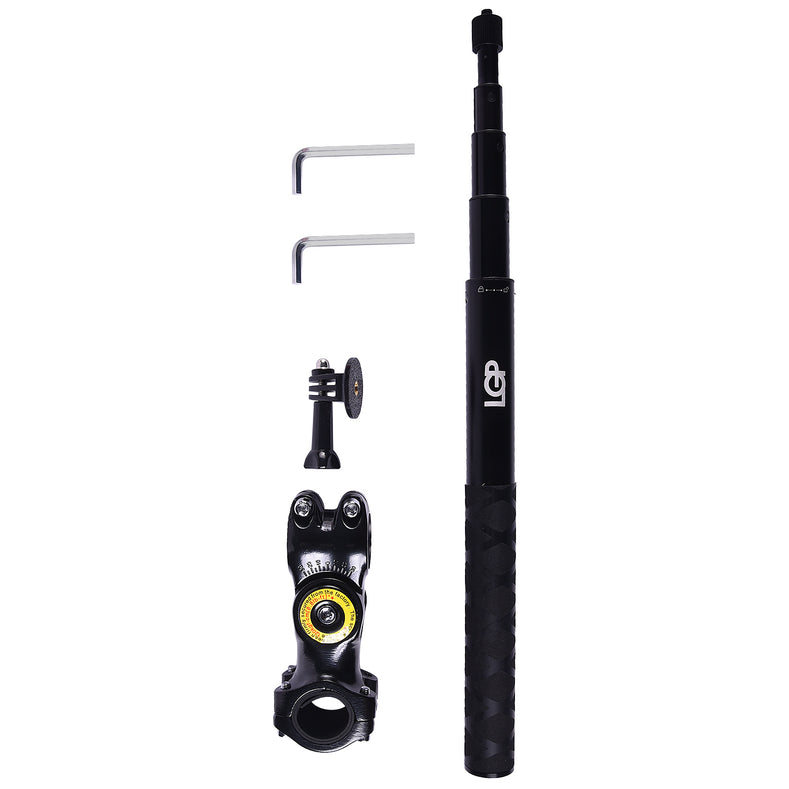 Brand LGP invisible camera stick with extension pole mounted on bike handlebar for action camera recording