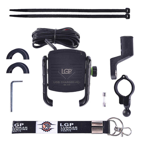 LGP Mobile Holder M8 bike and motorcycle phone mount with USB charger

